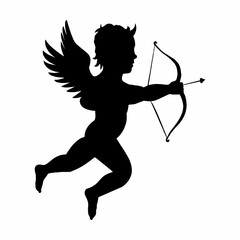 Fototapeta premium Christmas Angel black and white image for illustration.