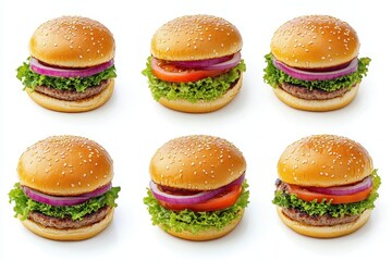 Set of burger isolated in white background