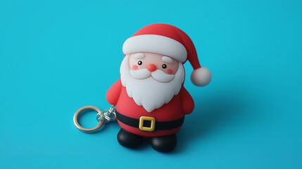 Obraz premium Festive Delight: Adorable Santa Claus Keychain for the Perfect Christmas Gift