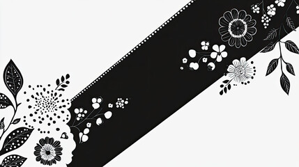 Obraz premium Modern black and white floral design with traditional motifs and elegance