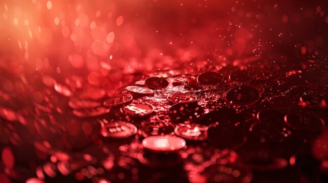 The intense pressure of a market crash is depicted as a cascading avalanche burying oncepromising coins in a sea of red.