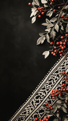 Minimalistic Black Friday banner with black and white motifs, floral elements