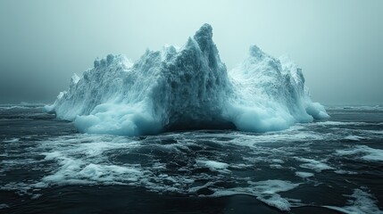 Naklejka premium The melting icebergs, drifting away in the ocean, remind us of the importance of taking action to preserve Earth’s climate