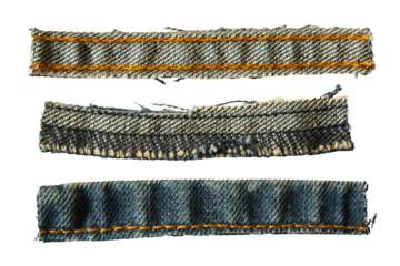 Strips of Jeans cloth with seams and stitches