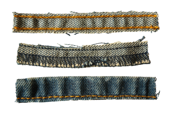 Strips of Jeans cloth with seams and stitches