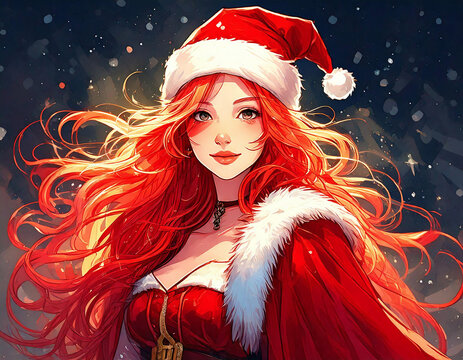 A Beautiful Redhead Female Santa