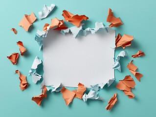 Leftover pieces of paper after tearing out pages from a sketchbook, lying in a messy pile