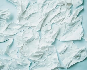 Obraz premium Wrinkled and crumpled pieces of paper from discarded drafts, littering a workspace with leftover mess