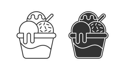 Ice cream in bowl outline icon. linear style sign for mobile concept and web design. Three ice cream scoops simple line vector icon. Symbol, logo illustration. Pixel perfect vector graphics
