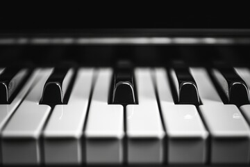 Close-up of piano keys, black and white. Perfect for music, art, and education projects.