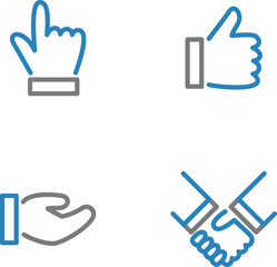 Obraz premium アイコン 手 ハンドサイン ピクトグラム あしらい シンプル イラスト素材セット