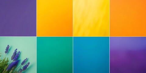 Obraz premium Vibrant Color Palette Background with Delicate Purple Flowers