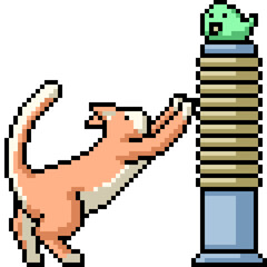 Obraz premium pixel art of cat scratch pillar
