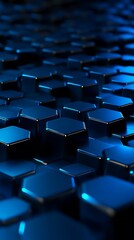 Obraz premium Illuminated 3D Geometry with a Dark, Tech-Inspired Grid Backdrop