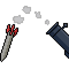 Fototapeta premium pixel art of rocket launch fail