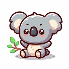 Naklejka premium Chibi Koala Illustration in Flat Style on White Background