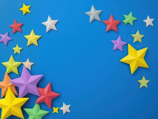 Colorful stars against a deep blue background, comets, astronomical objects, stargazing