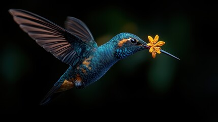 Obraz premium Graceful Hummingbird in Mid-Flight: A Stunning Display of Natural Beauty