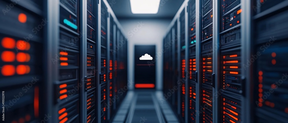 Poster data management action in server room environment technology infrastructure digital content overview