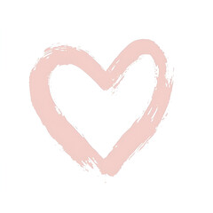 Fototapeta premium Soft Pink Brush Stroke Heart Outline on a Simple White Background for Romantic and Artistic Use in Print and Digital Design Projects