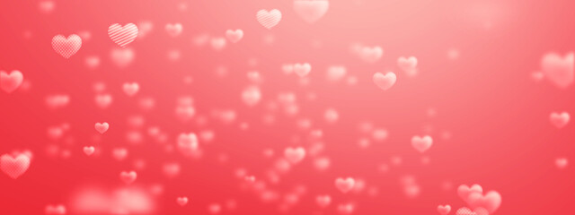 Happy Valentine's Day. Heart shaped balloons floating on a pink background. 