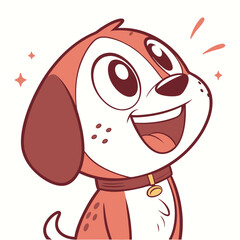 Adorable Cartoon Dog Illustration - Happy Puppy with Collar