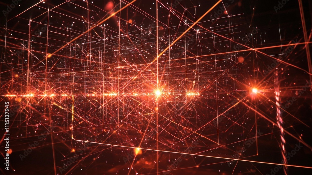 Poster Intricate laser grids form digital space futuristic environment abstract art technology unique perspective high-tech concept