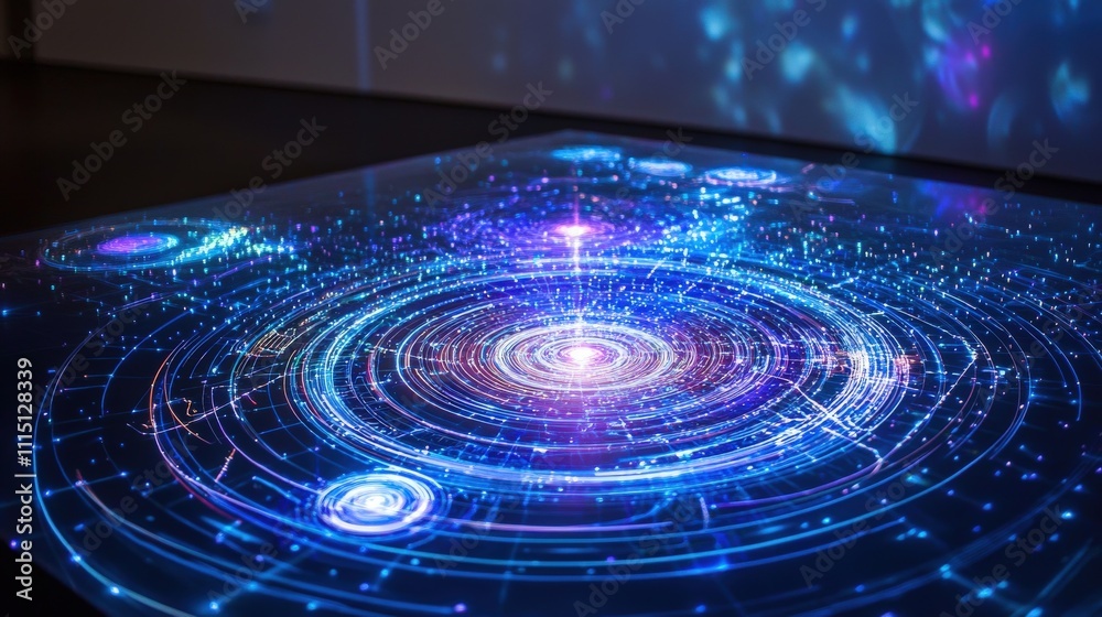 Poster vibrant neon vortex exploration futuristic setting digital art cosmic environment abstract viewpoint