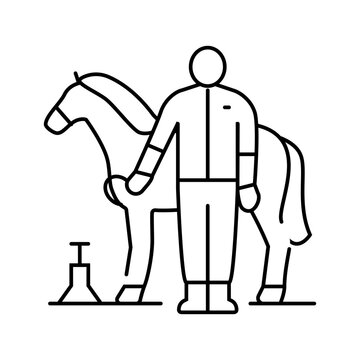 recommend clip art: horseshoeing blacksmith line icon vector. horseshoeing blacksmith sign. isolated contour symbol black illustration