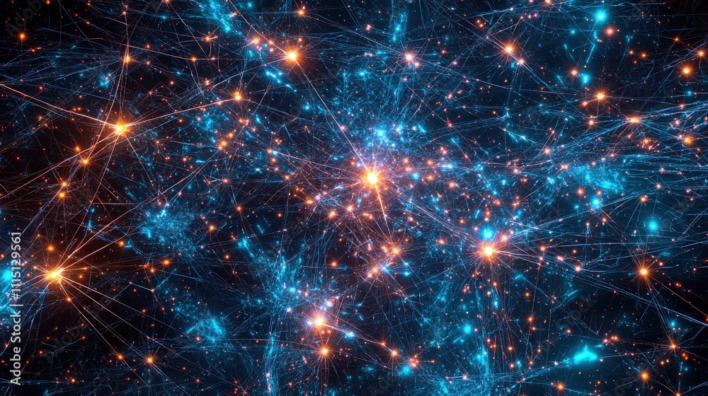 Leinwandbilder cosmic data stream of neon stars and glowing light in a vast universe digital art abstract visualiza