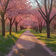 a spring day when cherry blossoms fly
