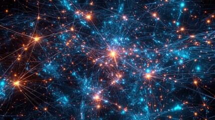Fototapeta premium Cosmic data stream of neon stars and glowing light in a vast universe digital art abstract visualization futuristic concepts
