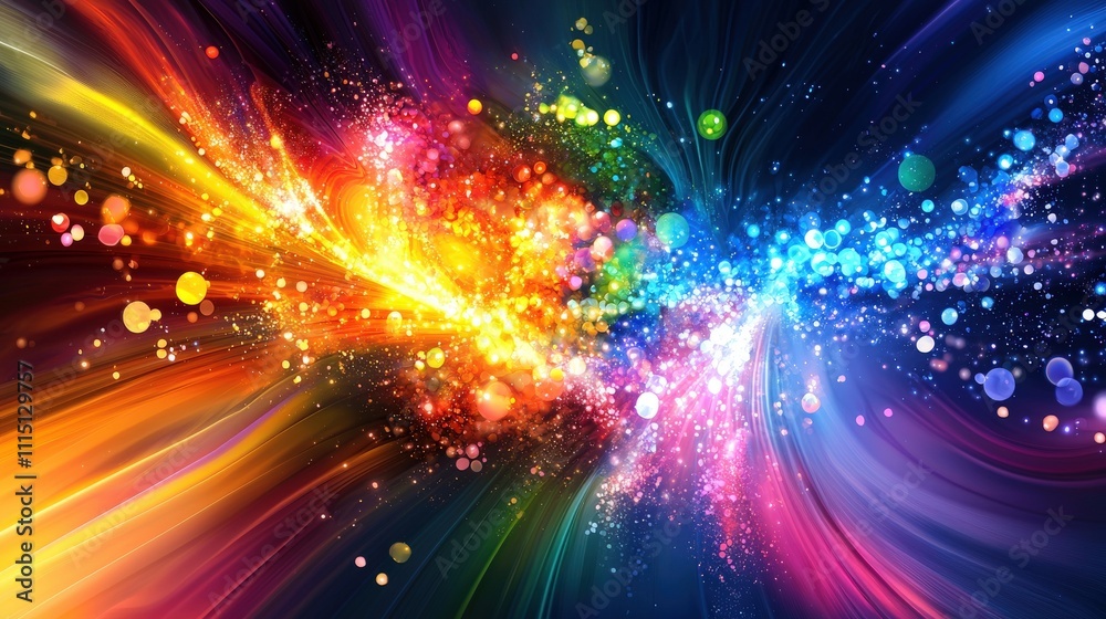 Leinwandbilder vibrant neon explosion in a digital void abstract visual art colorful environment dynamic viewpoint 