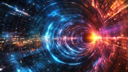 Obraz premium Digital future tunnel visualization abstract concept digital art virtual environment futuristic viewpoint for seo impact