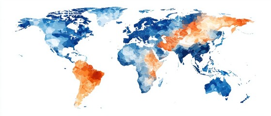 Obraz premium Abstract World Map in Blue and Orange Tones.