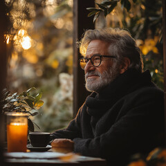 old person drinking tea