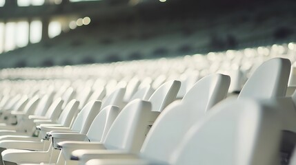 Fototapeta premium Empty stadium seats, a silent testament to the absence of fans, symbolizing the void left by the lack of human connection and shared experiences in the face of challenges.