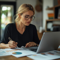 woman working on laptop