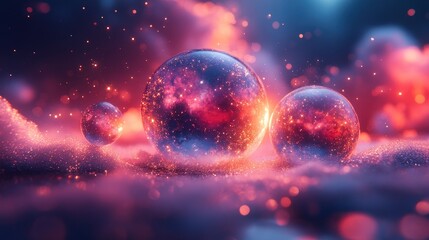 Naklejka premium Cosmic bubbles floating in a mystical dreamscape