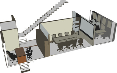 Vector illustration of architectural floor plans, office plans and drawings