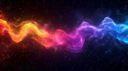 Obraz premium Vibrant colorful waves flowing in space abstract art dark background