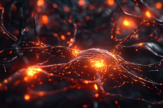Glowing Neuron Network Cellular Microscopic Structure