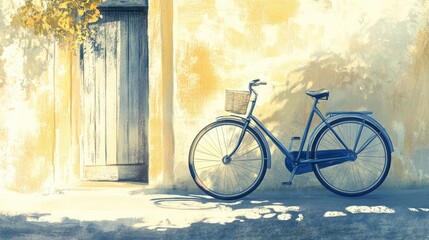 Fototapeta premium Charming vintage bicycle beside rustic door