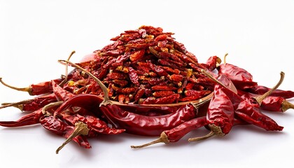 Fototapeta premium dry red chili peppers isolated on white background