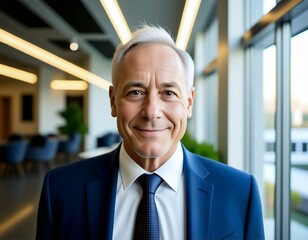 Naklejka premium Confident Senior Businessman Portrait Modern Office