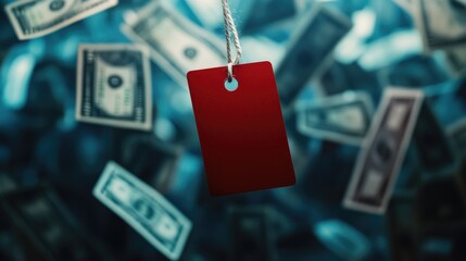 Red price tag on a string