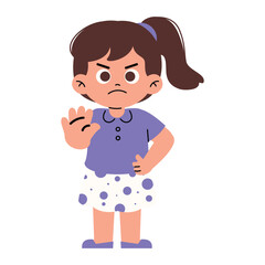 Obraz premium Little Girl Saying No with Rejection Gesture 