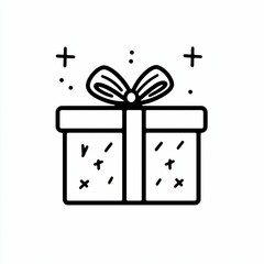 minimalist gift icon with sleek lines on a white background, capturing a clean and straightforward design perfect for a modern holiday theme.