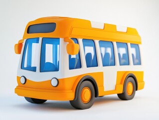 Cartoon Bus Drives Passengers Safely to Destination Joyfully