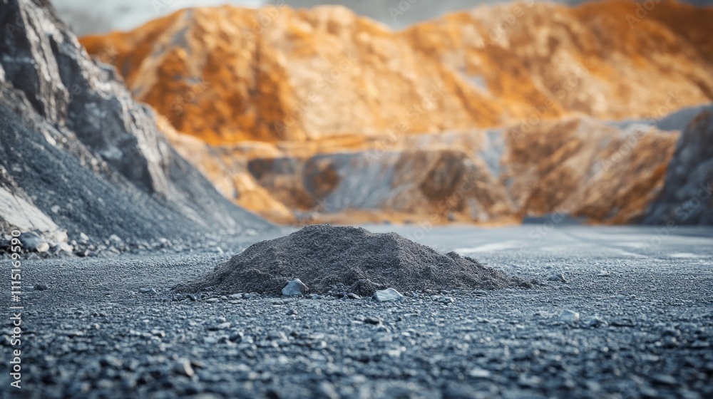 Poster this striking visual captures heaps of fine sand blending effortlessly with a backdrop of rugged mou